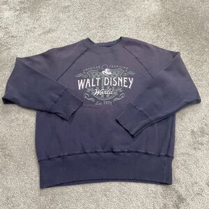 Disney Parks Vintage Mickey Mouse Sweatshirt Mens Large Blue Crew Neck Casual